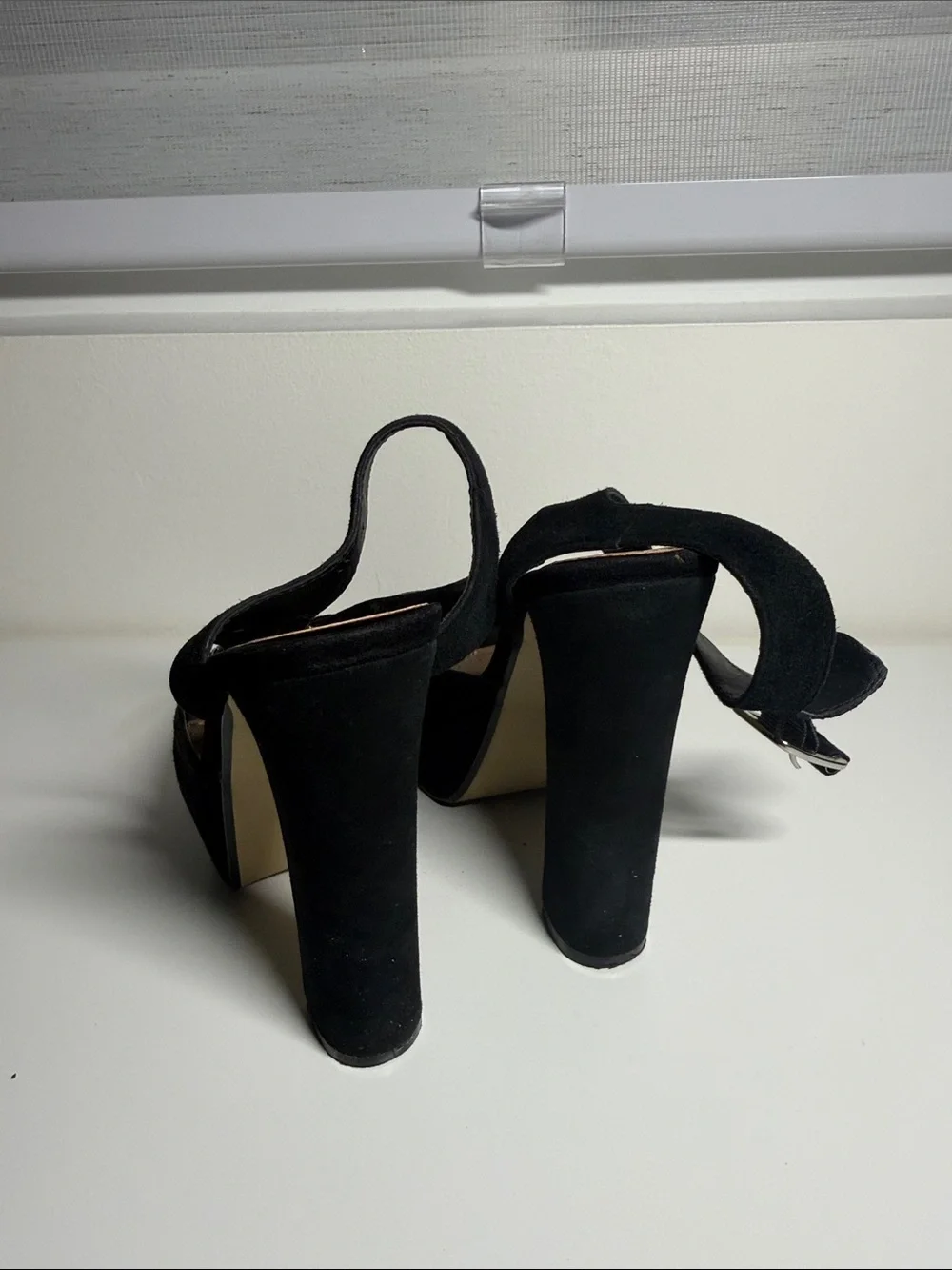 Black Suede Platform Block Heel Sandals (5” heel)